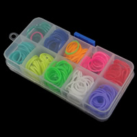 Gummi Loom Bands, med Plast, Rektangel, blandade färger, 17x1mm, 70x145x25mm, 30Lådor/Lot, Säljs av Lot