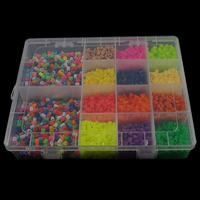 Perles de fusibles, Acrylique, avec plastique, rectangle, couleurs mélangées, 5x5mm, 180x225x40mm, Trou:Environ 3mm, 5boîteszone/lot, Vendu par lot