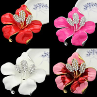 Enamel Brooch, Tibetan Style, Flower, plated, for bridal & with rhinestone, more colors for choice, nickel, lead & cadmium free, 46x45mm, 20PCs/Lot, Sold By Lot