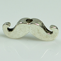 Tibetan Style Jewelry Beads, Mustache, silver color plated, nickel, lead & cadmium free, 6x16mm, Hole:Approx 2mm, 1000PCs/Lot, Sold By Lot