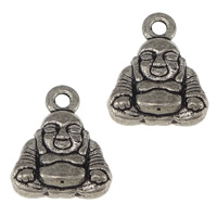 Buddhist Jewelry Pendant, Tibetan Style, Buddha, platinum color plated, blacken, nickel, lead & cadmium free, 10x12x4mm, Hole:Approx 1mm, 200PCs/Lot, Sold By Lot