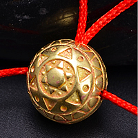 Латунь Бусина-гуру с тремя отверстиями, Плоская круглая форма, буддийский ювелирных изделий, оригинальный цвет, не содержит никель, свинец, 10x11.50mm, отверстие:Приблизительно 1mm, 50ПК/Лот, продается Лот