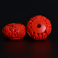 الخرز البوذية, الزنجفر, طبل, المجوهرات البوذية & حجم مختلفة للاختيار, أحمر, حفرة:تقريبا 2mm, تباع بواسطة الكثير
