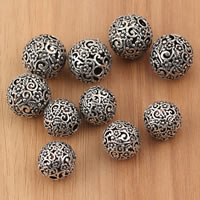 Ταϊλάνδη Sterling Silver Beads, Γύρος, διαφορετικό μέγεθος για την επιλογή & κοίλος, 2PCs/τσάντα, Sold Με τσάντα