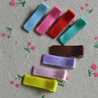 Iron Alligator Hair Clip, with Grosgrain Ribbon, platinum color plated, mixed colors, 35x10mm, 300PCs/Lot, Sold By Lot