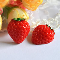 Food Resin Cabochon Strawberry flat back red Sold By Lot