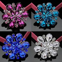 Crystal Brooch Zinc Alloy with Crystal Flower plated faceted & with rhinestone nickel lead & cadmium free Sold By Lot