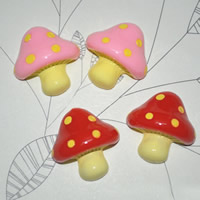 Fashion Resin Cabochons, mushroom, flat back & with round spot pattern, more colors for choice, 25x25mm, 200PCs/Lot, Sold By Lot