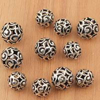 Ταϊλάνδη Sterling Silver Beads, Γύρος, διαφορετικό μέγεθος για την επιλογή & κοίλος, Sold Με τσάντα