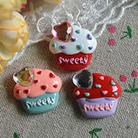 Food Resin Cabochon, Cake, flat back & with rhinestone, more colors for choice, 25x25mm, 100PCs/Lot, Sold By Lot