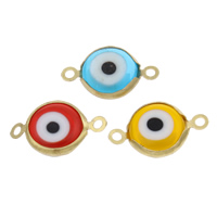 Evil Eye Connector, Acrylic, with Brass, different size for choice & 1/1 loop, mixed colors, Hole:Approx 2mm, 10PCs/Bag, Sold By Bag