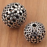 Ταϊλάνδη Sterling Silver Beads, Γύρος, διαφορετικό μέγεθος για την επιλογή & κοίλος, Sold Με τσάντα