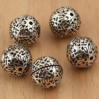 Perles en argent massif de Bali, Thaïlande, Rond, creux, 11mm, Trou:Environ 1mm, 5PC/sac, Vendu par sac