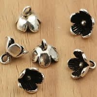 Thailand Sterling Silver Pendants, Flower, 8x7.2mm, Hole:Approx 1.5mm, 10PCs/Bag, Sold By Bag
