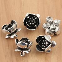 Thailand Sterling Silver Pendants, Flower, 15x14.2mm, Hole:Approx 1mm, 2PCs/Bag, Sold By Bag