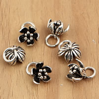 Thailand Sterling Silver Pendants, Flower, 8x11.5mm, Hole:Approx 3.5mm, 10PCs/Bag, Sold By Bag