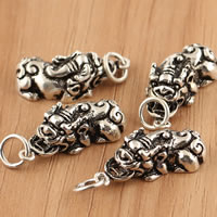 Thailand Sterling Silver Pendants, Fabulous Wild Beast, 105x27.50x6.50mm, Hole:Approx 4.5mm, 2PCs/Bag, Sold By Bag