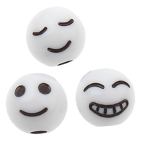 Opaque Acrylic Beads, Round, mixed pattern & solid color, white, 8x8mm, Hole:Approx 1mm, Approx 1800PCs/Bag, Sold By Bag