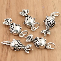 Bali Sterling Silver Pendants, Tailandia, Peixe, vazio, 8.50x23x5.50mm, Buraco:Aprox 3.5mm, 5PCs/Bag, vendido por Bag