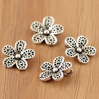 Thailand Sterling Silver Pendants, Flower, 10x10x1.70mm, Hole:Approx 1mm, 10PCs/Bag, Sold By Bag