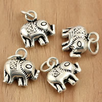 Bali Sterling Silver Pendants, Tailandia, Elefante, 11x15.80x4.50mm, Buraco:Aprox 3.5mm, 10PCs/Bag, vendido por Bag
