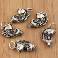 Thailand Sterling Silver Pendants, Fish, 11x22x5mm, Hole:Approx 3.5mm, 5PCs/Bag, Sold By Bag
