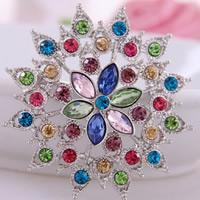 Crystal Brooch Zinc Alloy with Crystal Flower platinum color plated faceted & with rhinestone nickel lead & cadmium free Sold By Lot