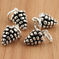 Thailand Sterling Silver Pendants, Cone, 7x16mm, Hole:Approx 3.5mm, 5PCs/Bag, Sold By Bag