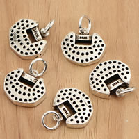 Thailand Sterling Silver Pendants, Lock, hollow, 14x17x3.30mm, Hole:Approx 3.5mm, 3PCs/Bag, Sold By Bag