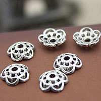 Tibetan Style Bead Cap, Flower, antique silver color plated, hollow, nickel, lead & cadmium free, 8mm, Hole:Approx 1mm, 1500PCs/Lot, Sold By Lot