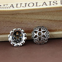 Zinc Alloy Bead Cap Flower antique silver color plated hollow nickel lead & cadmium free 9mm Approx 2mm Sold By Lot