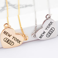 Zinc Alloy Jewelry Necklace with brass chain with 5cm extender chain Heart plated with number pattern & twist oval chain & with letter pattern mixed colors nickel lead & cadmium free Length Approx 15.5 Inch Sold By Lot