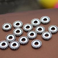 Zinek Spacer Beads, Flat Round, starožitné barva postříbřená, nikl, olovo a kadmium zdarma, 6mm, Otvor:Cca 3mm, 2000PC/Lot, Prodáno By Lot