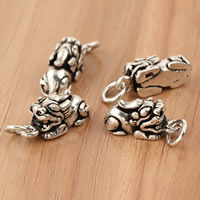 Thailand Sterling Silver Pendants, Fabulous Wild Beast, 6.50x20x7.70mm, Hole:Approx 4mm, 2PCs/Bag, Sold By Bag