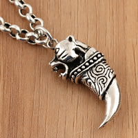 Thailand Sterling Silver Pendants, Leopard, 12.30x28x7.40mm, Hole:Approx 5mm, Sold By PC