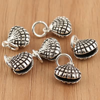 Thailand Sterling Silver Pendants, Shell, 9x14x5.50mm, Hole:Approx 3.5mm, 5PCs/Bag, Sold By Bag