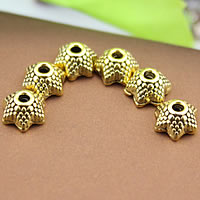 Tibetan Style Bead Cap, Flower, antique gold color plated, nickel, lead & cadmium free, 7mm, Hole:Approx 1.5mm, 2000PCs/Lot, Sold By Lot