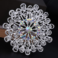 Rhinestone Brooch, Tibetan Style, Flower, platinum color plated, with rhinestone, nickel, lead & cadmium free, 60x60mm, 10PCs/Lot, Sold By Lot