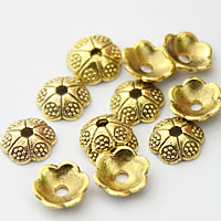 Tibetan Style Bead Cap, Flower, antique gold color plated, nickel, lead & cadmium free, 6mm, Hole:Approx 1mm, 2000PCs/Lot, Sold By Lot