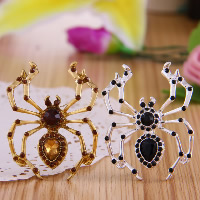 Tibetan Style Brooches, with Acrylic, Spider, plated, faceted & with rhinestone, more colors for choice, nickel, lead & cadmium free, 41x51mm, 10PCs/Lot, Sold By Lot