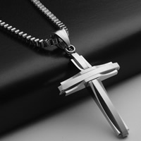 Stainless Steel Cross Pendants, 316 Stainless Steel, original color, 30x55x5mm, Hole:Approx 3-5mm, 5PCs/Bag, Sold By Bag