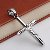 Stainless Steel Cross Pendants, 316 Stainless Steel, Crucifix Cross, original color, 30x50x5mm, Hole:Approx 3-5mm, 5PCs/Bag, Sold By Bag
