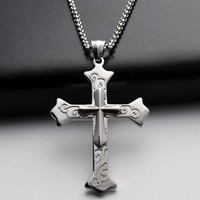 Stainless Steel Cross Pendants, 316 Stainless Steel, stardust, original color, 43x68x5mm, Hole:Approx 3-5mm, 5PCs/Bag, Sold By Bag
