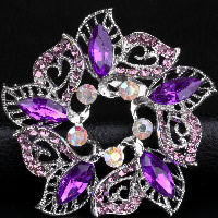 Zinc Alloy Brooches with Acrylic Flower platinum color plated faceted & with rhinestone nickel lead & cadmium free Sold By Lot