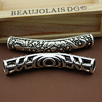 Tibetan Style Curved Tube Beads, antique silver color plated, hollow, nickel, lead & cadmium free, 8x48mm, Hole:Approx 3mm, 50PCs/Lot, Sold By Lot