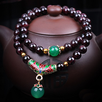 Garnet Bracelet with Green Calcedony & Zinc Alloy gold color plated January Birthstone & charm bracelet & enamel &  nickel lead & cadmium free 7mm Length Approx 14 Inch Sold By Lot