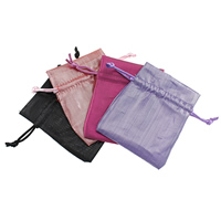 Polyester Drawstring Pouches, with Nylon Cord, mixed colors, 86x100x2mm, 300PCs/Lot, Sold By Lot