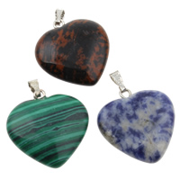 Gemstone Pendant, with iron bail, mixed, 20x28x6mm, Hole:Approx 1x5mm, 12PCs/Box, Sold By Box