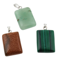 Gemstone Pendant, with iron bail, mixed, 15x28x7mm, Hole:Approx 1x5mm, 12PCs/Box, Sold By Box