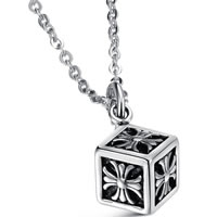 Titanium Steel Necklace, Cube, oval chain & for man & blacken, 15mm, Length:Approx 19.6 Inch, 6Strands/Lot, Sold By Lot